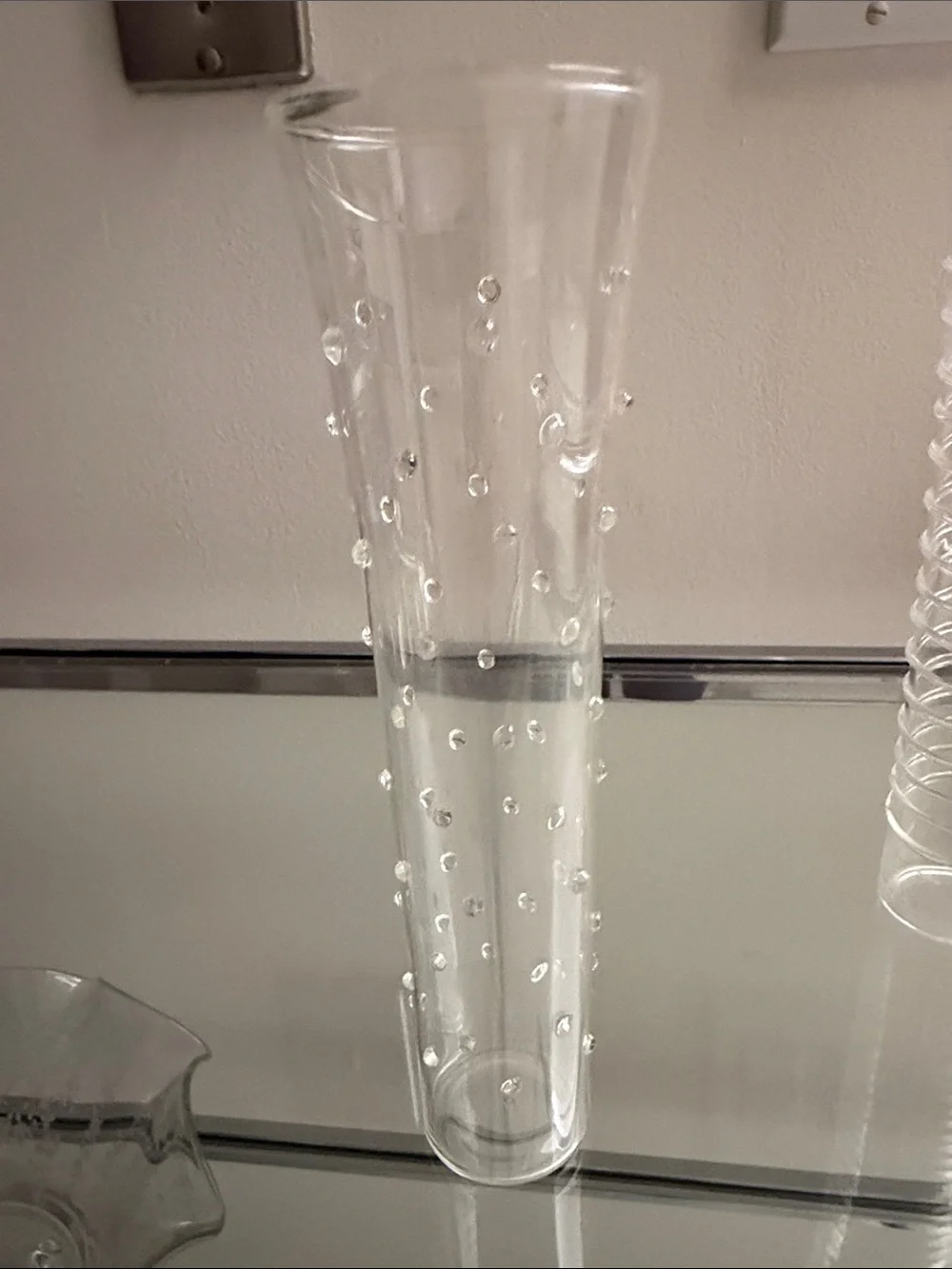 Pair of Clear Glass Vase Set of 2 | 7” Textured Bubble & Ribbed Vases | Elegant